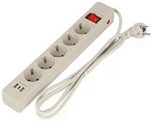 Сетевой удлинитель Jett 5 роз. 1,9м +2 USB (16А/3,5кВт) 171-502.